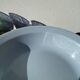 Round, flat, sky-blue ceramic salad bowl from Moulin des Loups