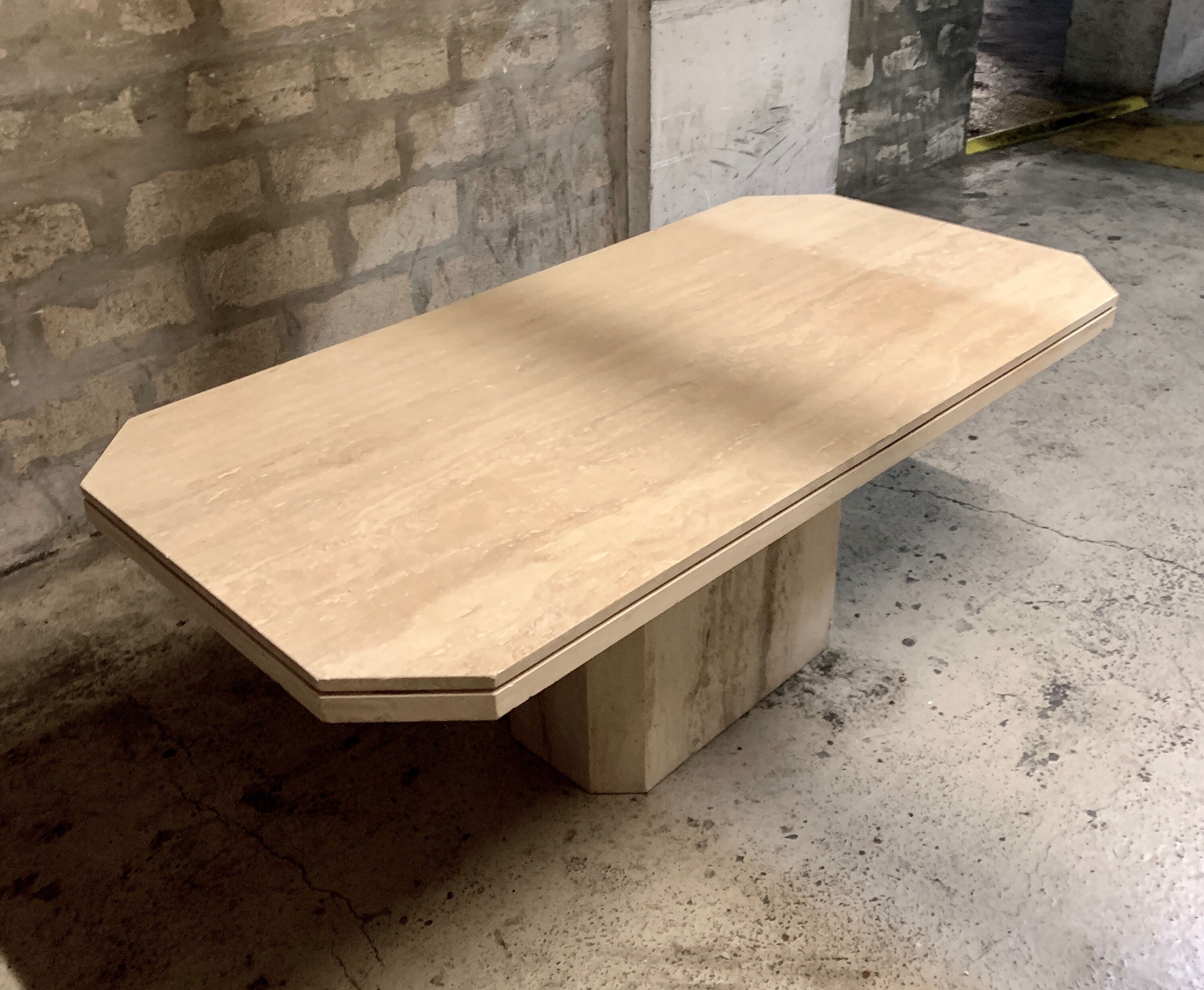 Ligne Roset travertine vintage dining table