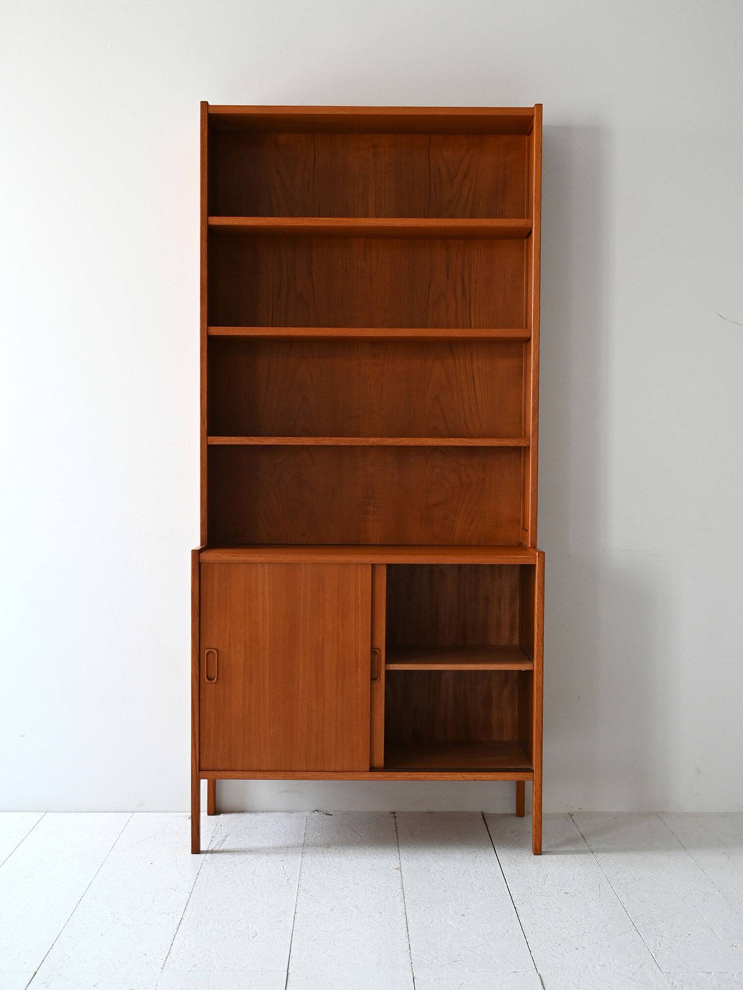 Vintage Scandinavian Teak Bookcase with Exposed Joinery