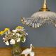 Vintage lampshade pendant lamp in white and gold granite glass