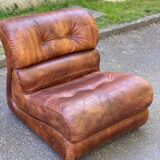 Modular sofa in cognac brown leather, Italy 1970s