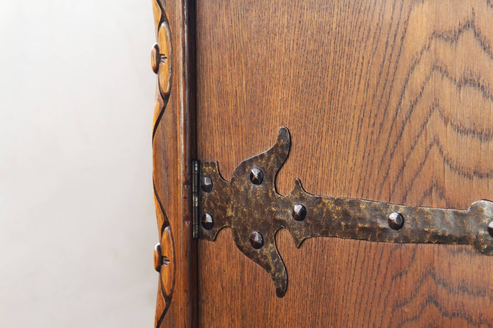 Vintage Danish Baroque Brutalist Style Oak Cabinet 1960s