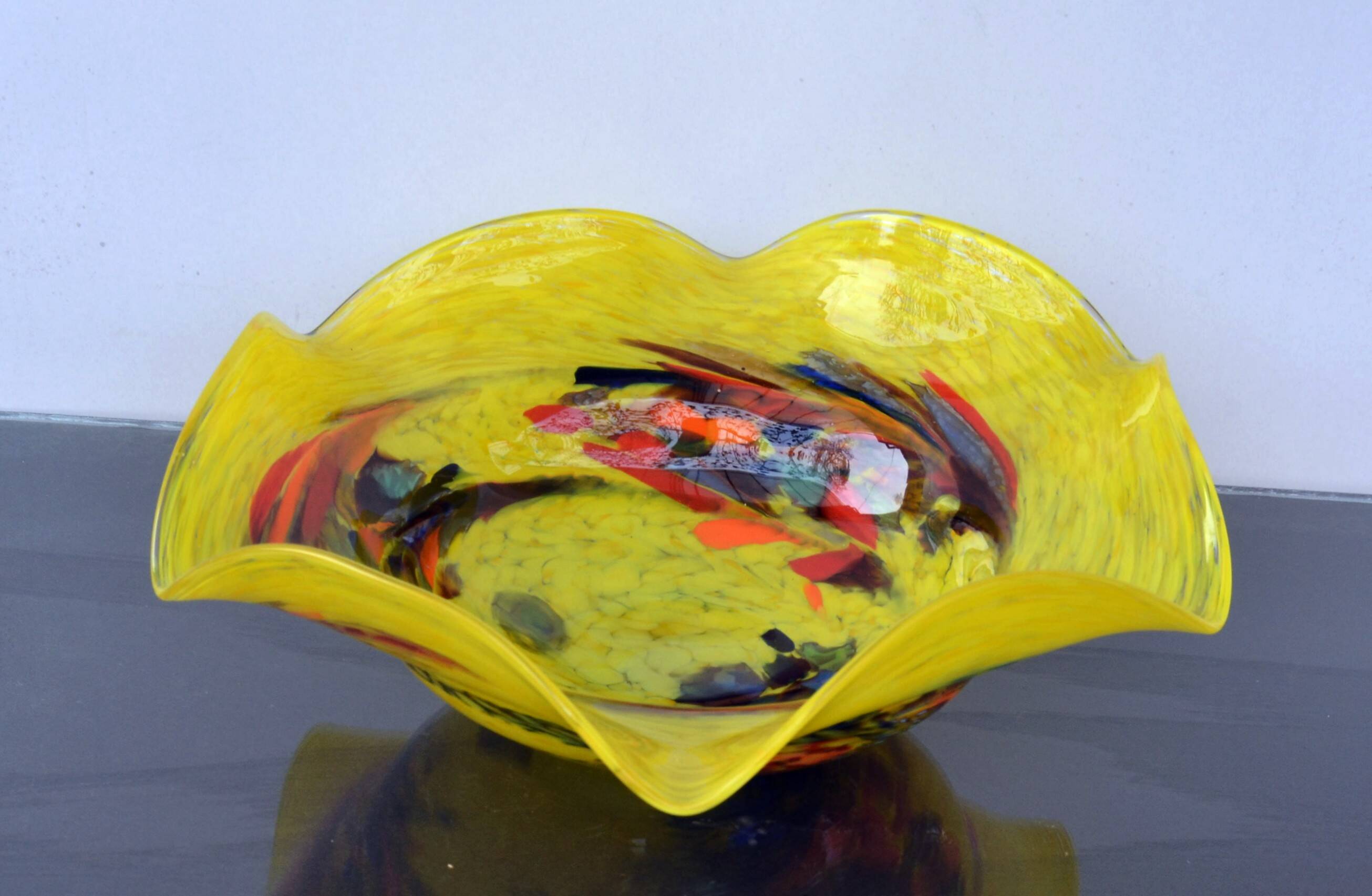 Mid Century Center Multicolored Table Bowl Murano Glass