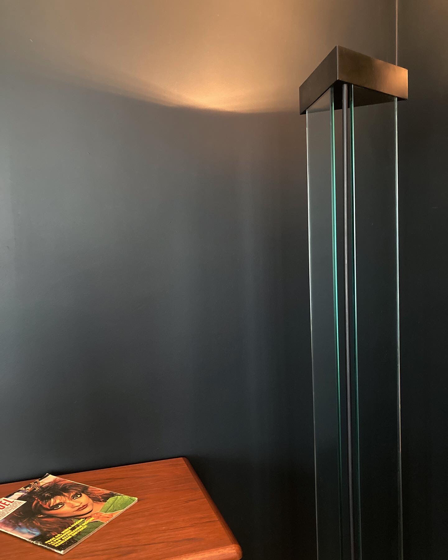 Halogen floor lamp glass and metal. 1980