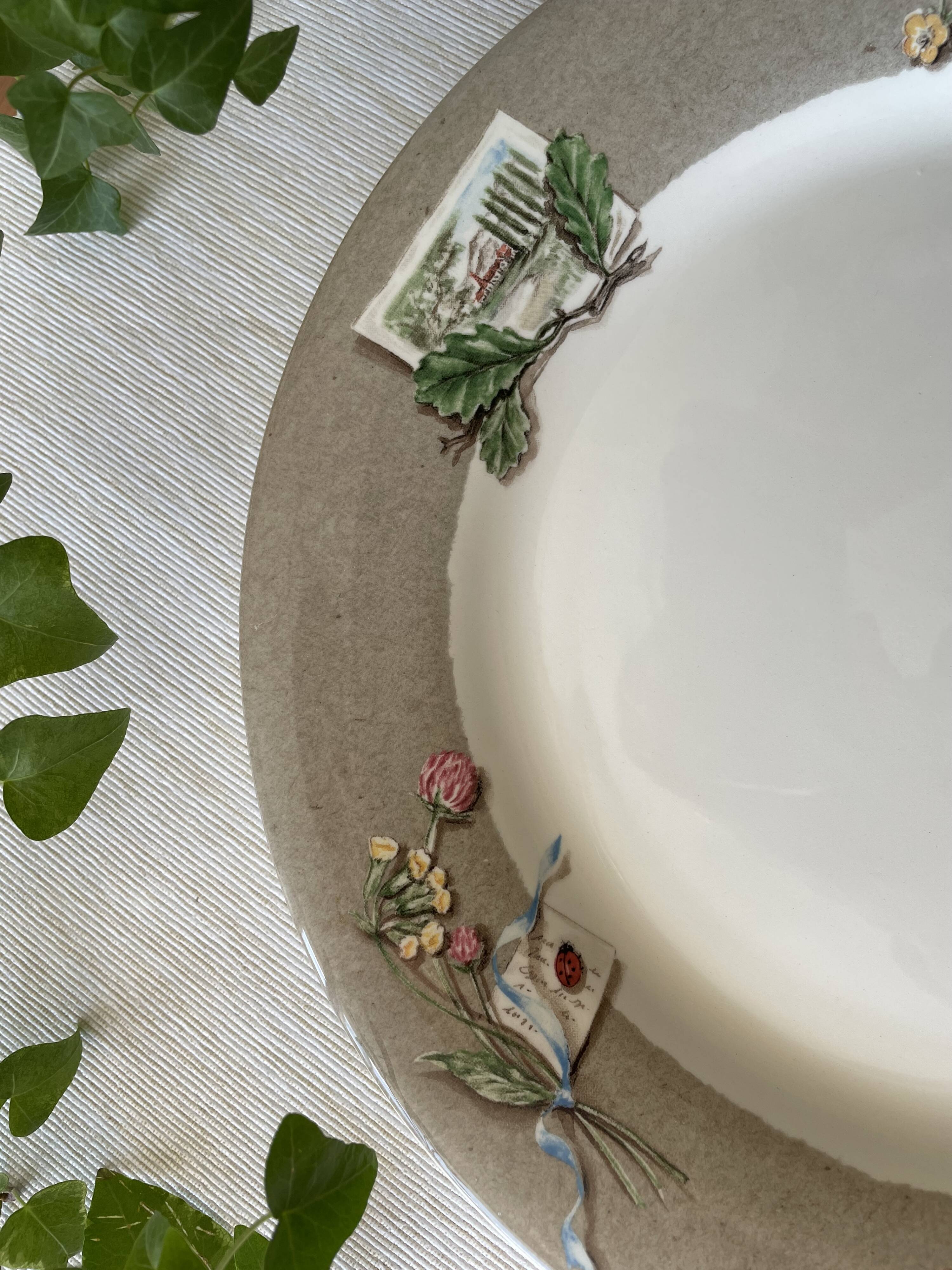 8 grandes assiettes plates en faïence de gien