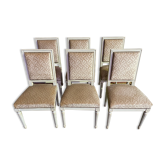 Suite of 6 Louis XVI style chairs in embossed velvet