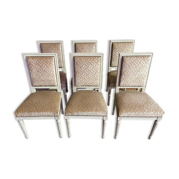 Suite de 6 chaises de style Louis XVI en velours gaufré