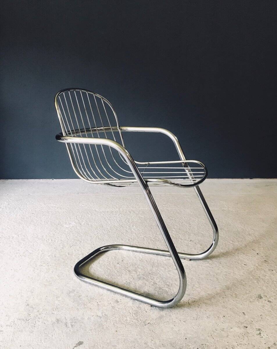 Mid-Century Modern Chrome Dining Chairs by Gastone Rinaldi, Italy, 1970s, Set of 6