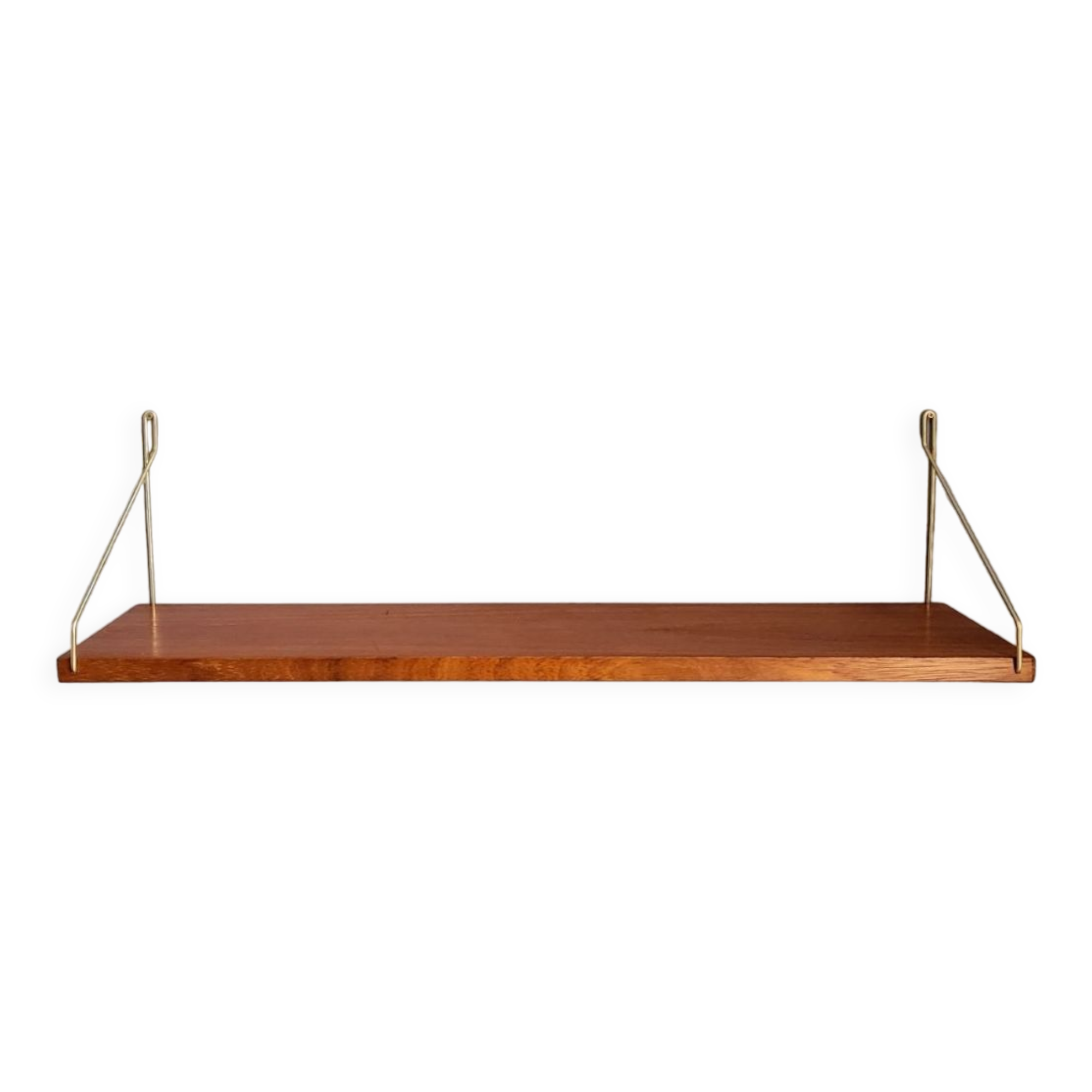 Teak and brass shelf, vintage scandinavian 1960s