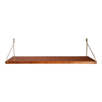 Teak and brass shelf, vintage scandinavian 1960s