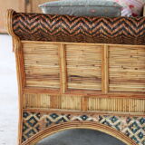 Large Polychrome Rattan Sofa - Orientalist