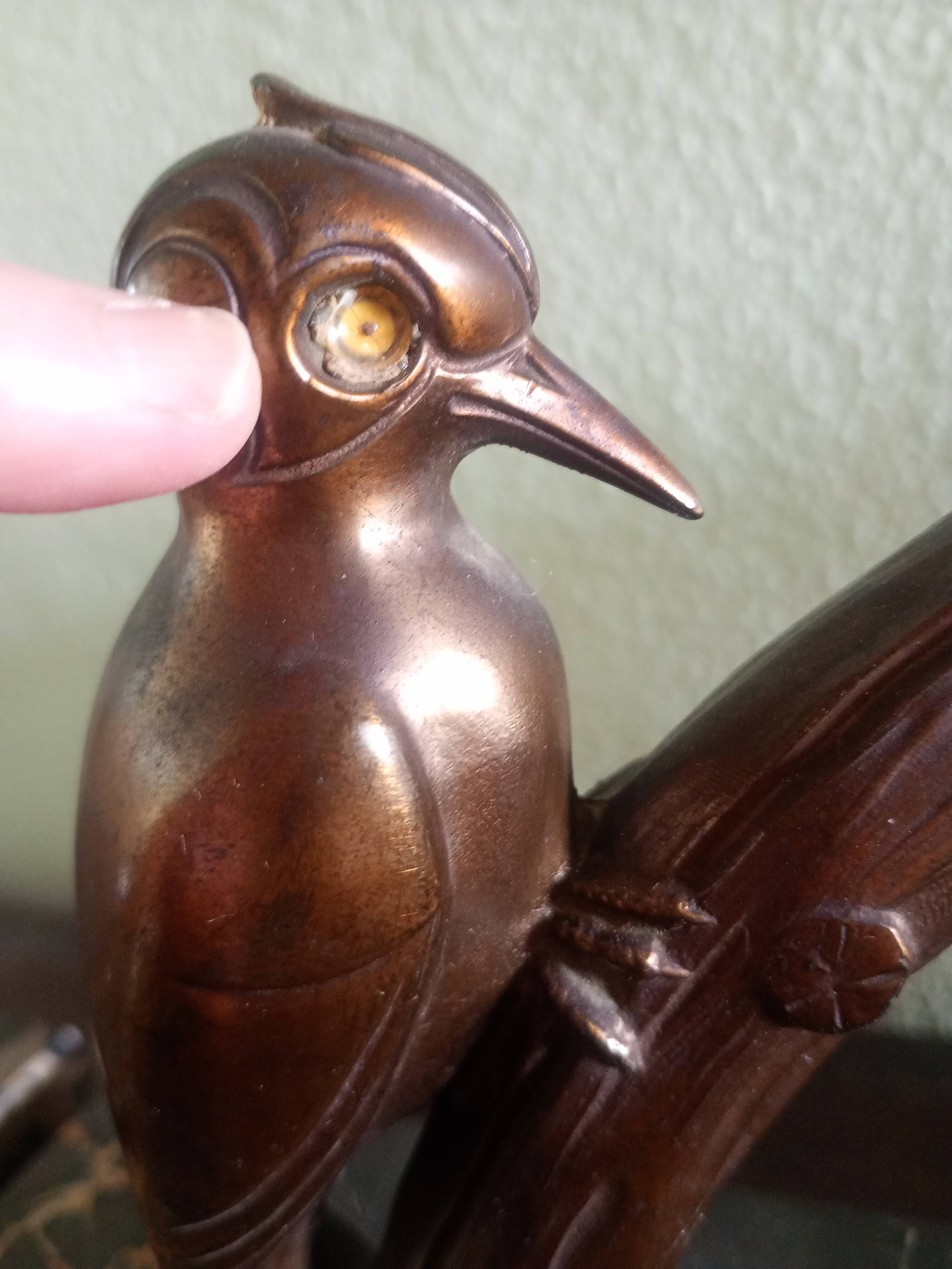 Frajou - Paire de Serre-livres aux oiseaux Pic & marbre portor