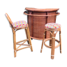 Rattan bar with stool and chair