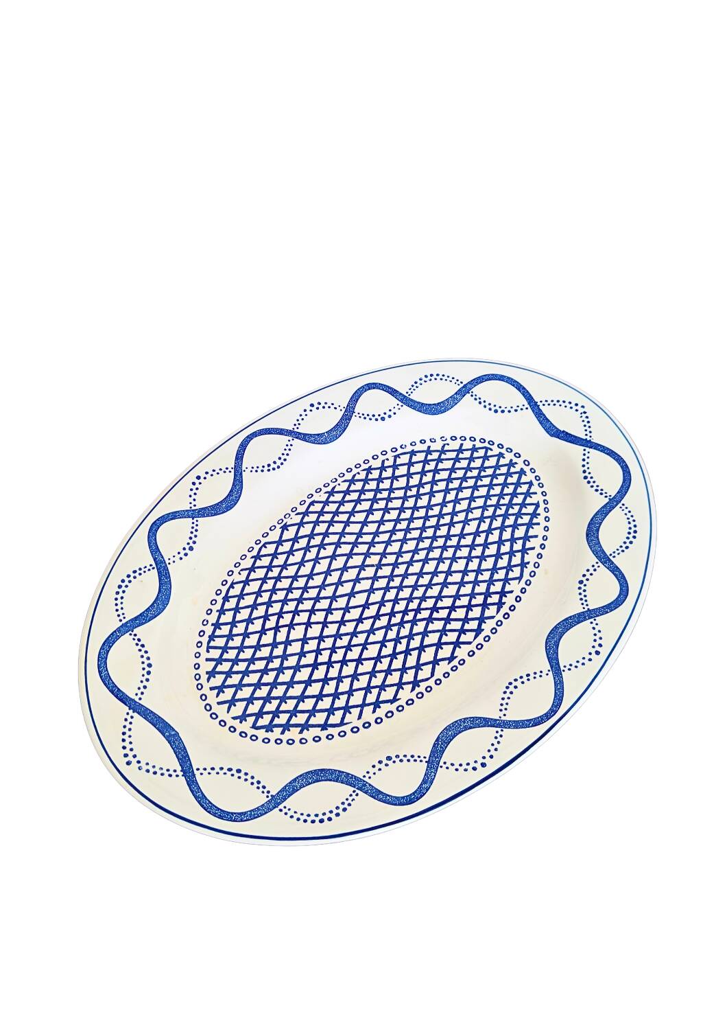 Faïencerie de gien plat de service ovale bleu aurélie