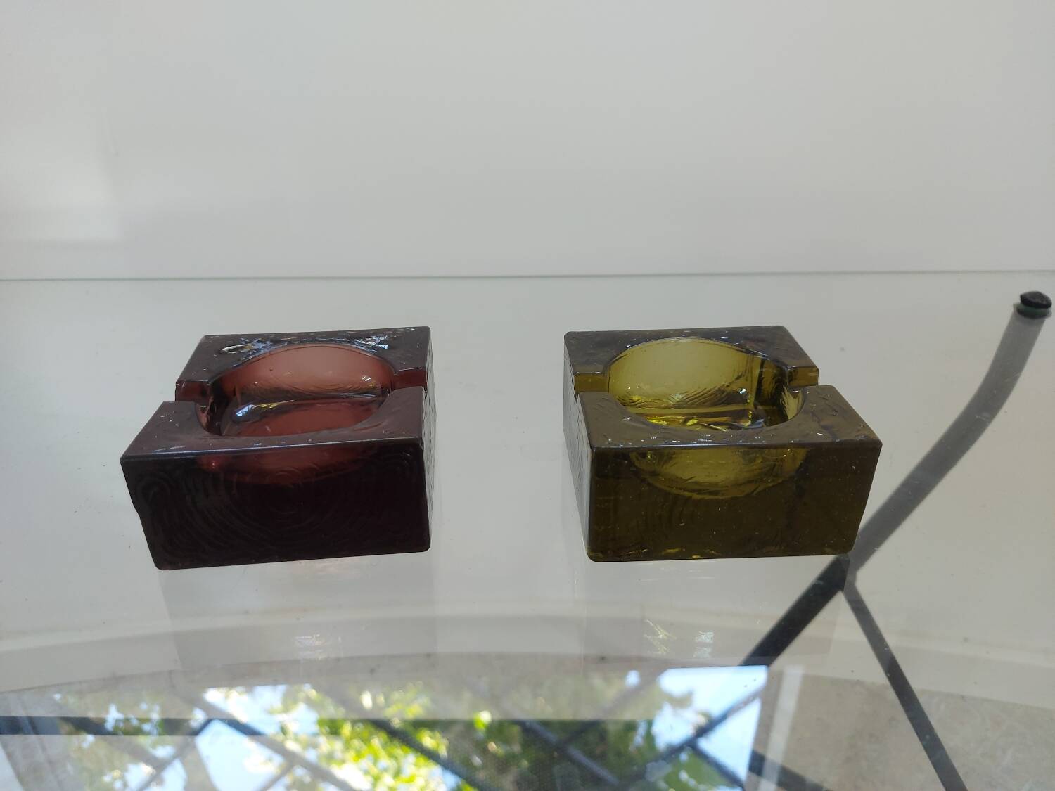 Two vintage glass ashtrays