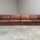 Brown leather modular sofa by De Sede; DS76, 1970s (straight or angle)