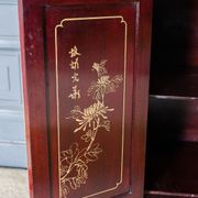Chinese furniture XXth Red lacquer Decor of branches and birds