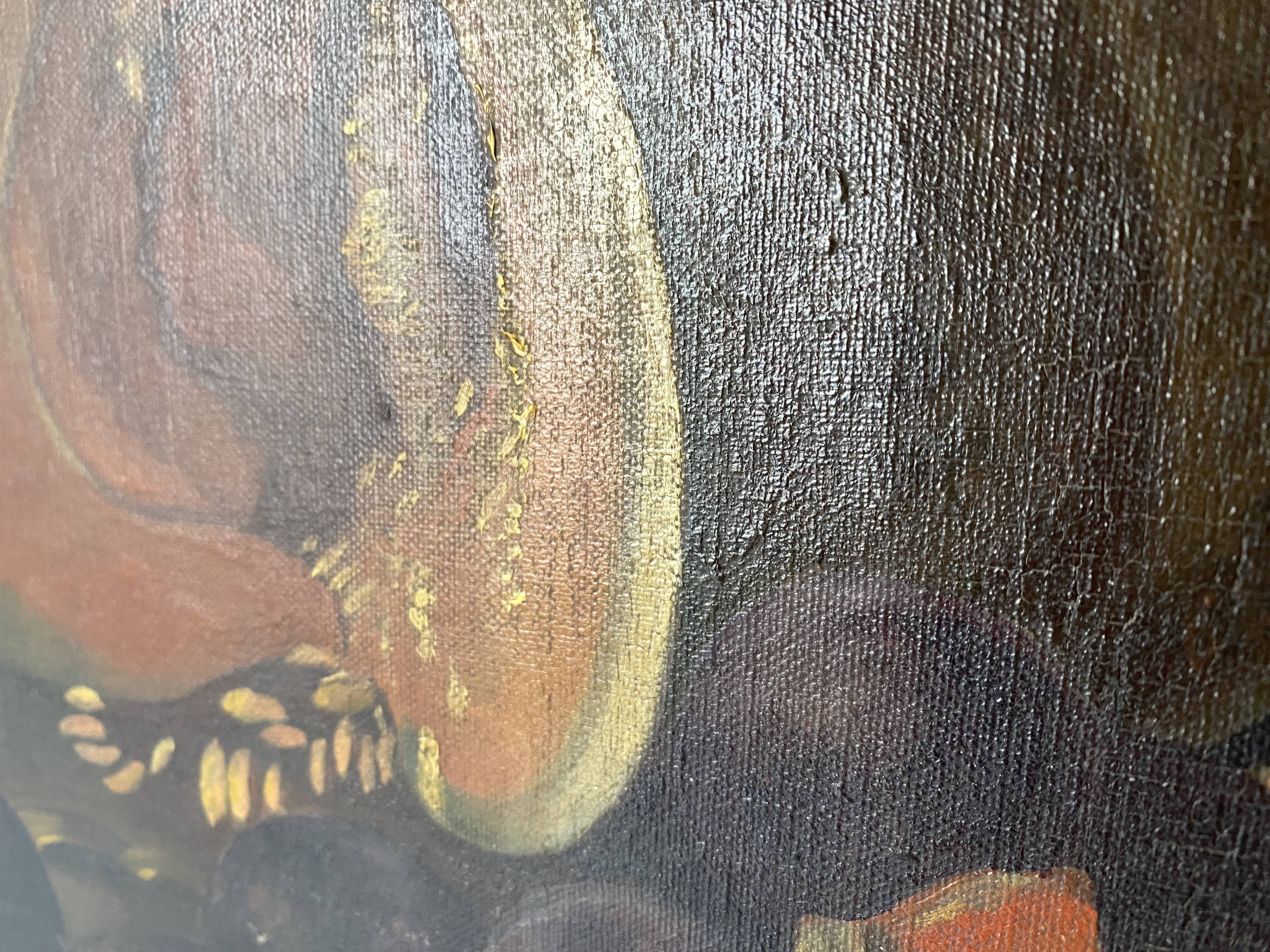 Nature morte à l'huile sur toile 1911, tableau ancien signée F. Lallier