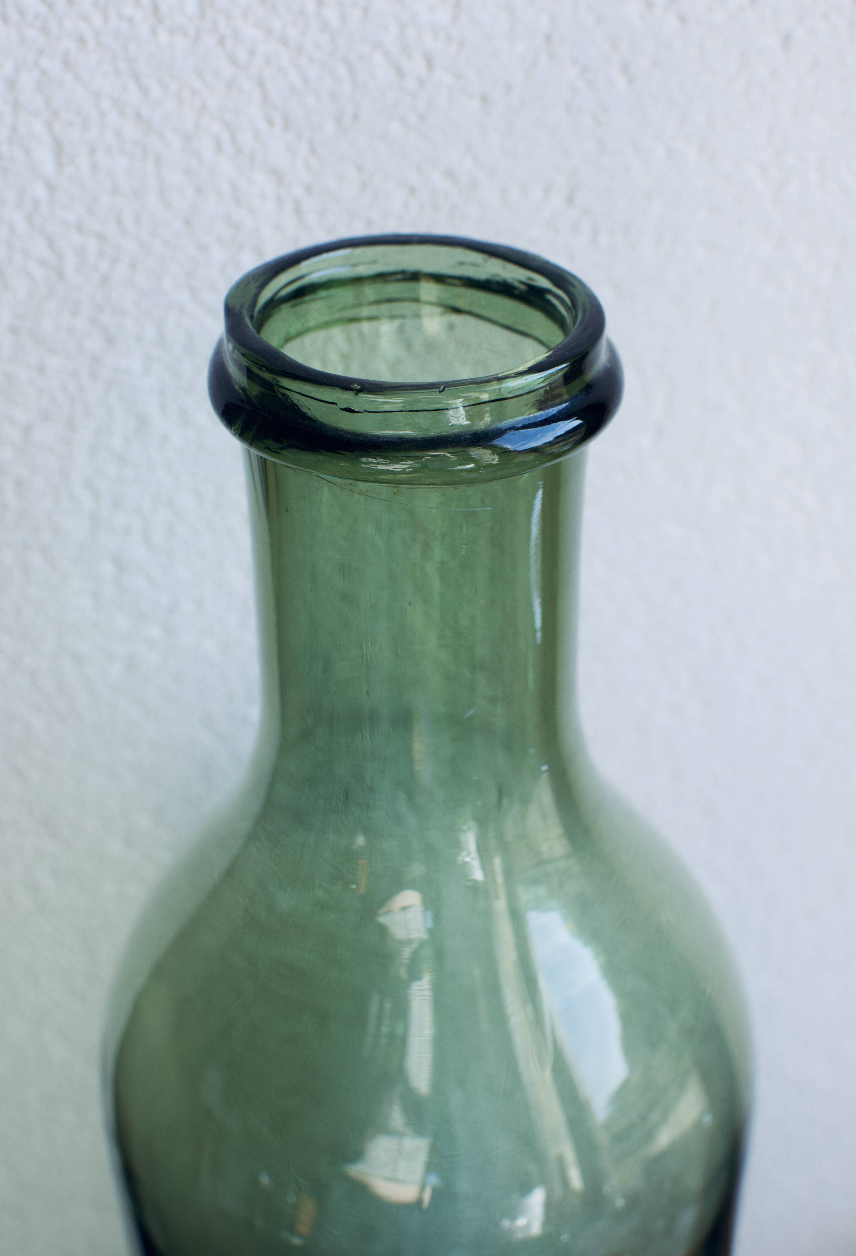 Green blown glass canister