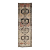 1970s Turkish Oushak Handmade Wool Cotton Orange Runner Rug 117x391