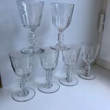 Set of 6 molded glass wine glasses, 20-30s