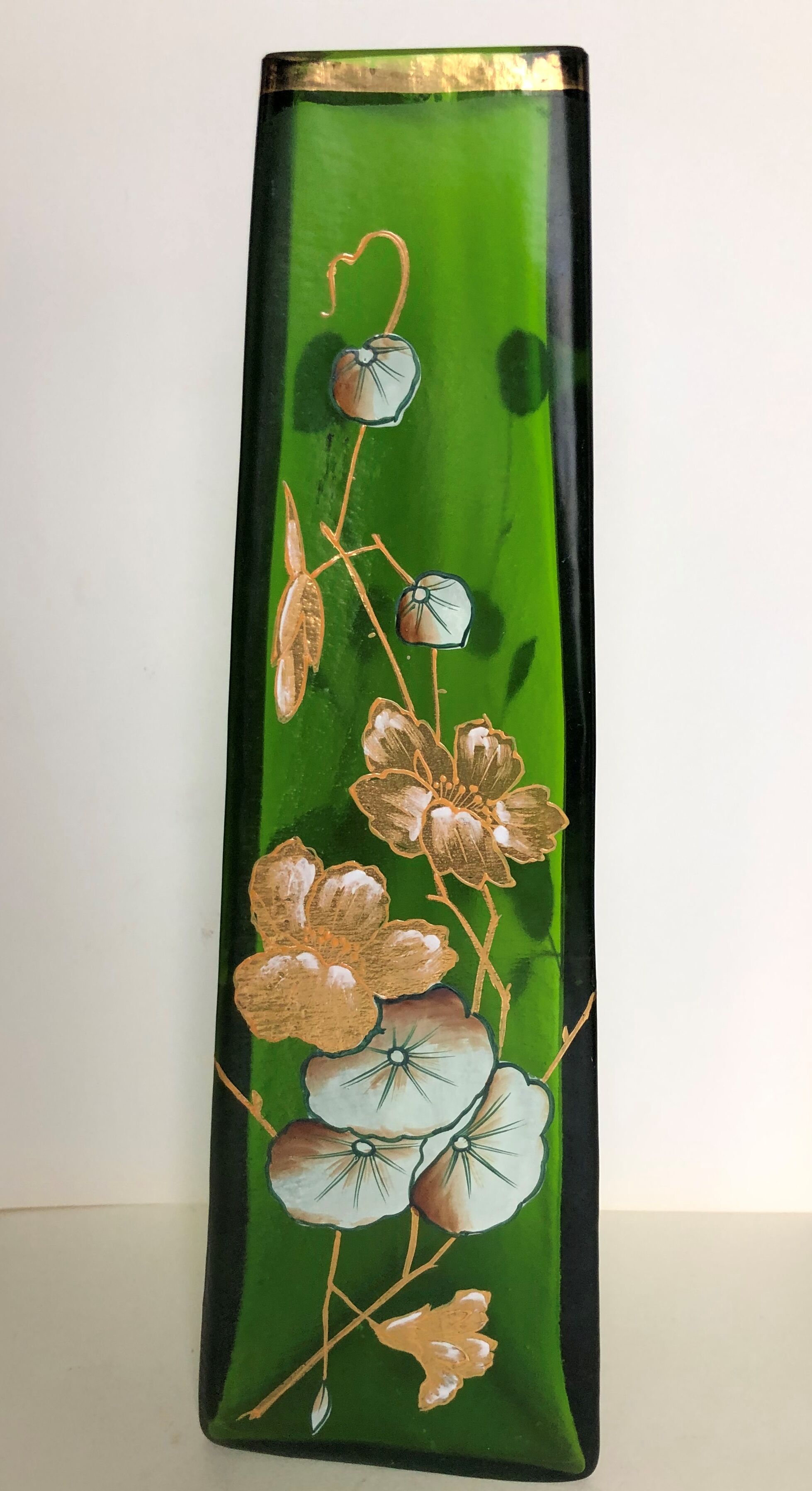 Large enamelled glass vase