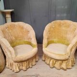 Pair of flared back toad armchairs
