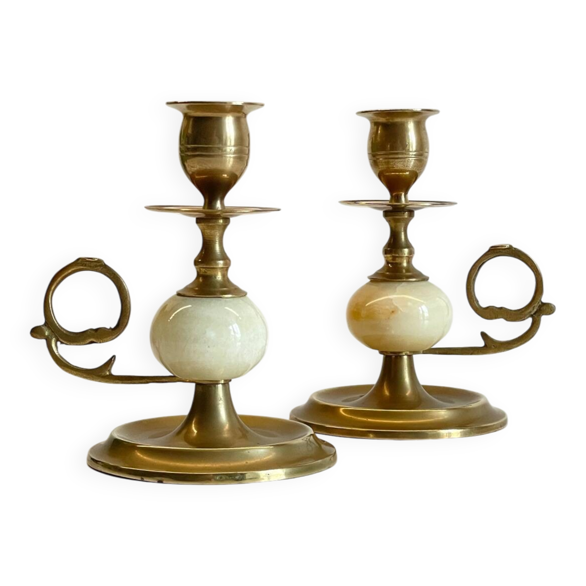 BOUGEOIRS Vintage Onyx Marble and Brass