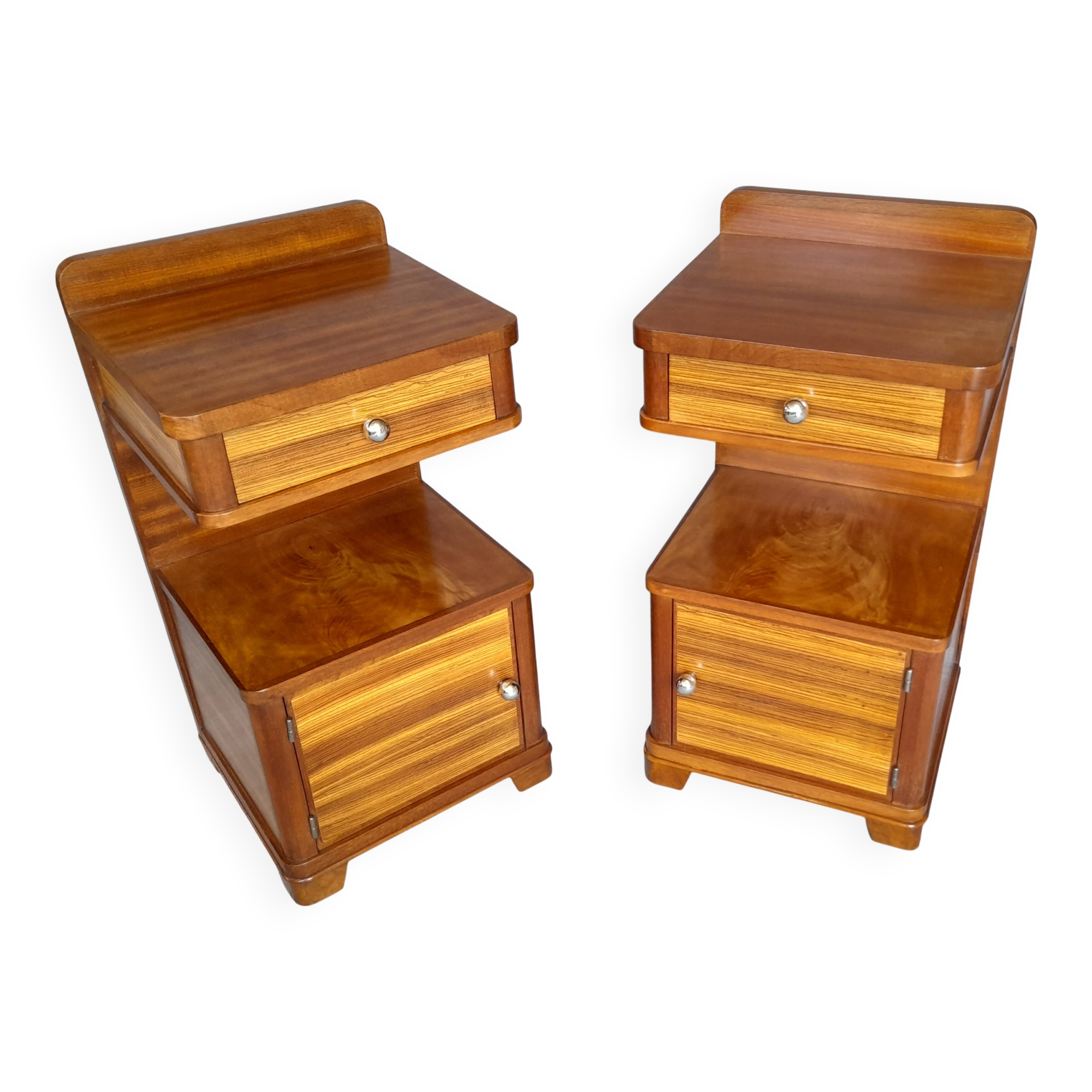 Art Deco bedside tables in pairs