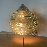 Lampe Vintage Tao Verre Dépoli Transparent Bleu Et Orange 1960-70.