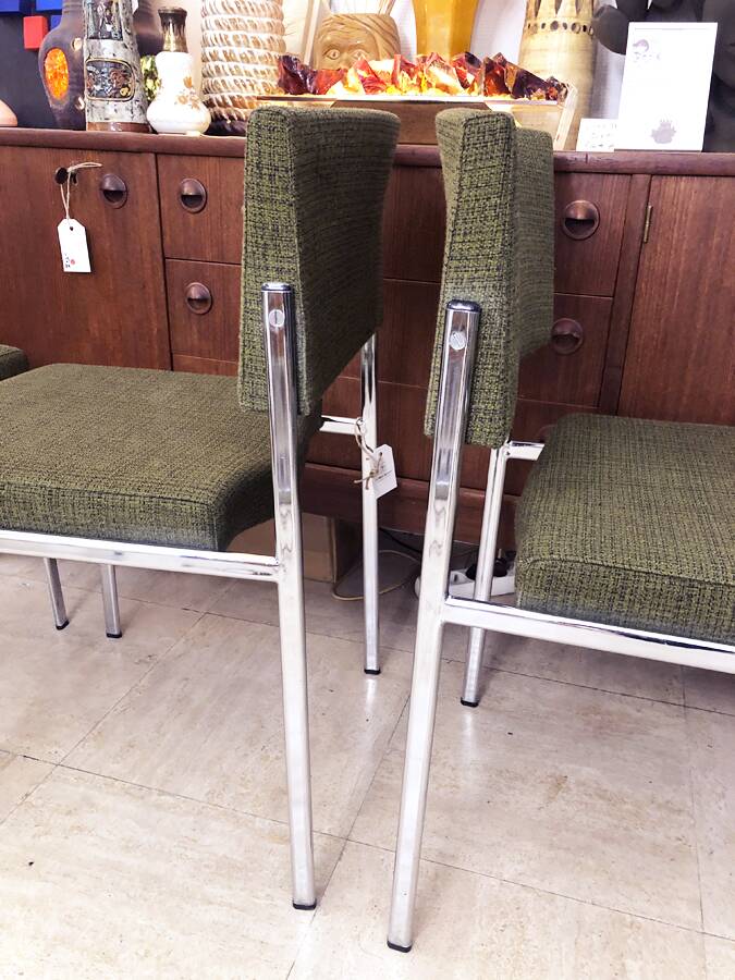 4 Kvadrat khaki and chrome chairs, 1970