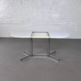 1950s oval extendable dining table in chrome and formica
