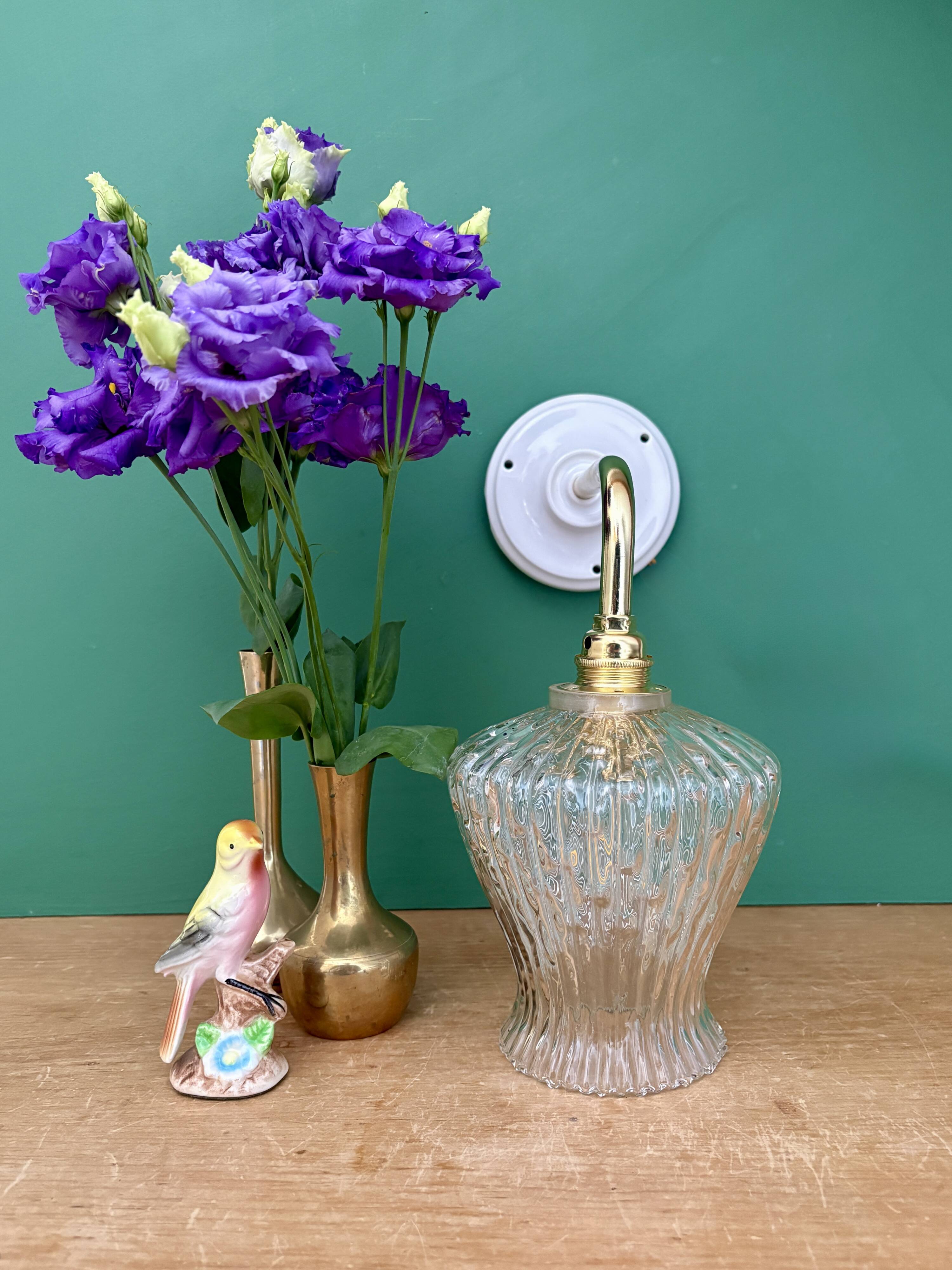 Vintage glass tulip wall light