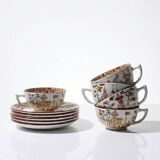 Sarreguemines tea service - Kyoto - antique 5 cups 6 saucers in Japanese style
