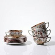 Sarreguemines tea service - Kyoto - antique 5 cups 6 saucers in Japanese style