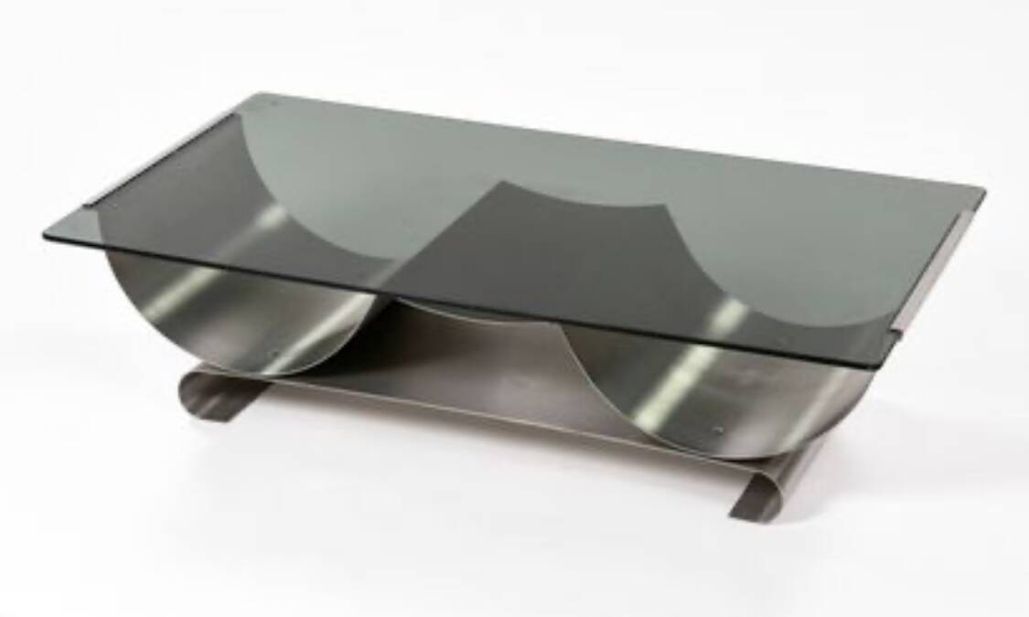 Brushed stainless steel coffee table, 1970