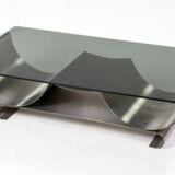 Brushed stainless steel coffee table, 1970