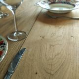Table de drapier en chêne massif doré 230x73cm deux tiroirs