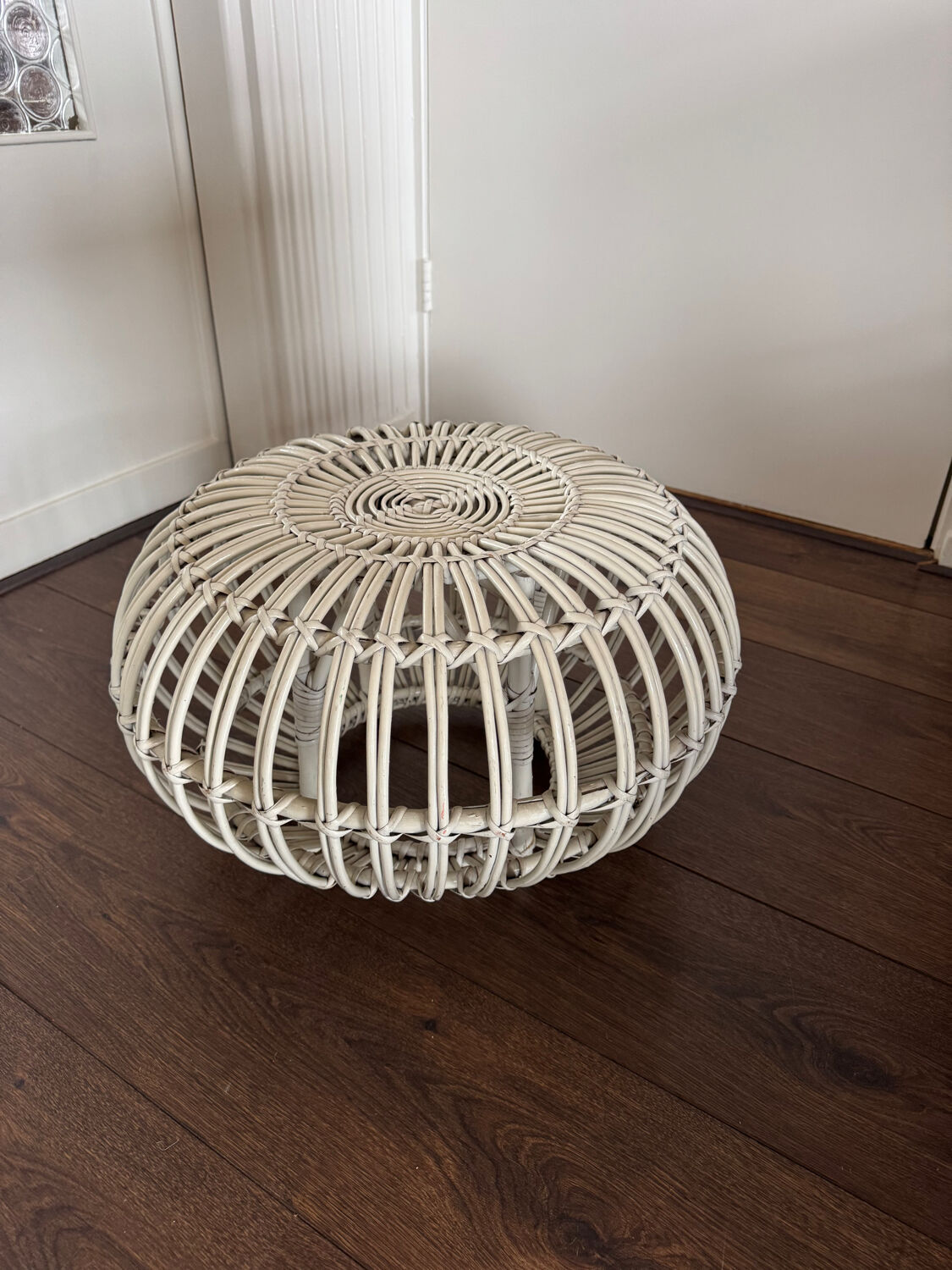 Mid Century Italian rattan bamboo Margherita Ottoman by Franco Albini
