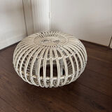 Mid Century Italian rattan bamboo Margherita Ottoman by Franco Albini