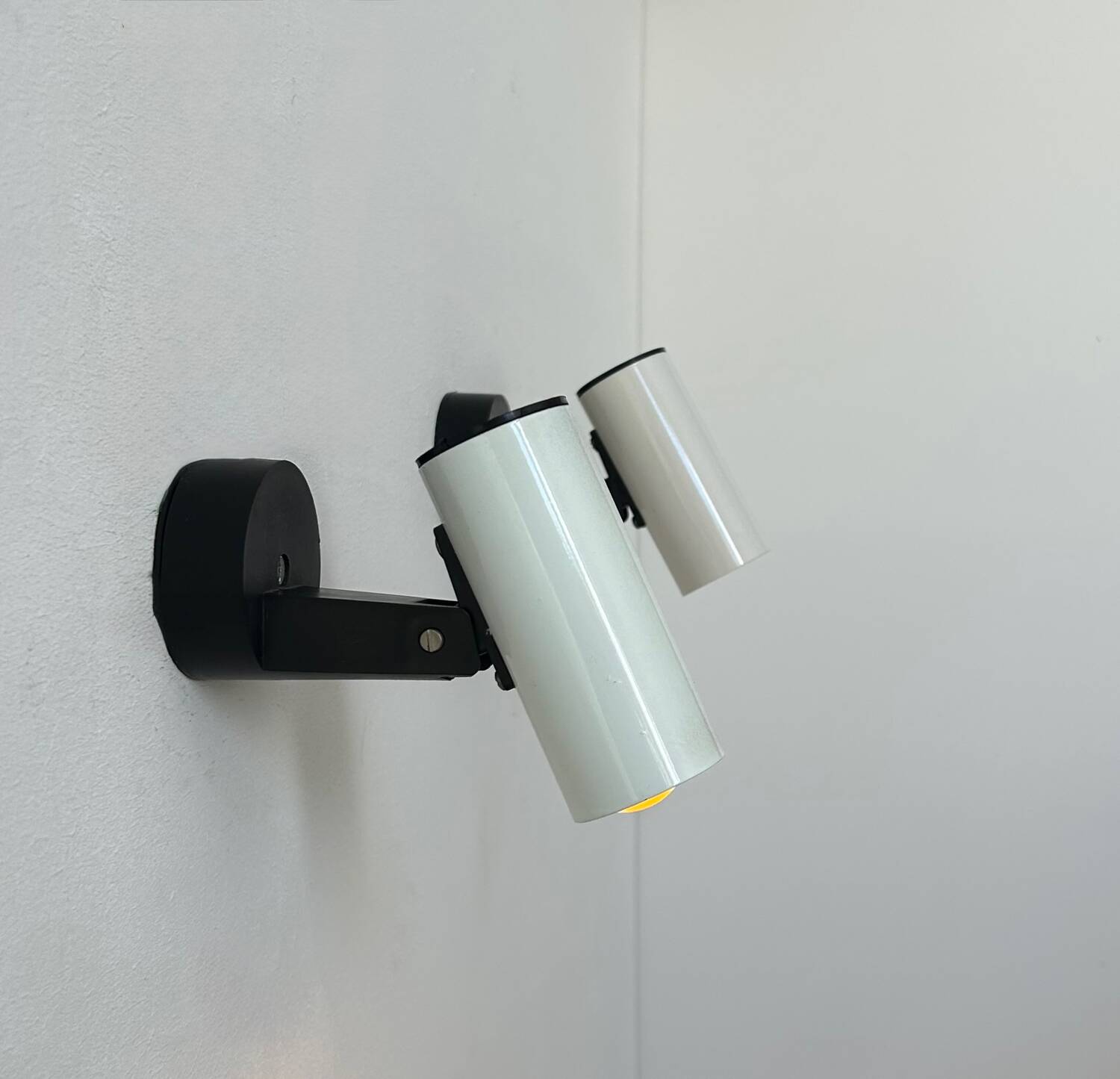 Pair of vintage adjustable wall lights, white metal, France 1970