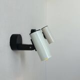 Pair of vintage adjustable wall lights, white metal, France 1970