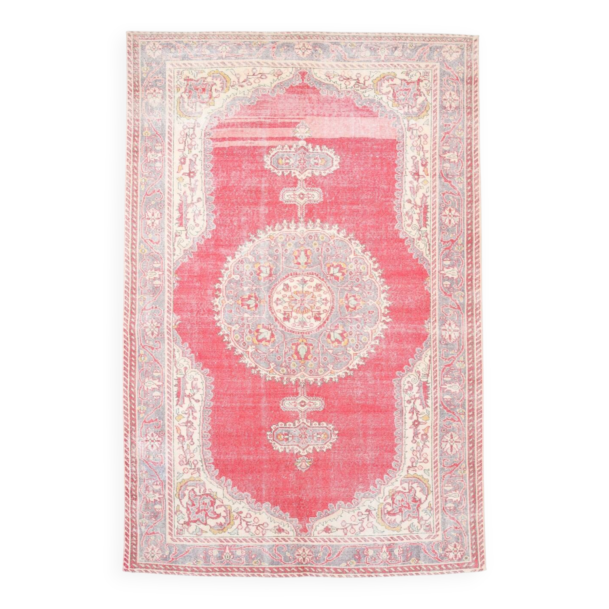 Red & Cream Classic Turkish Vintage Rug, 205x310Cm