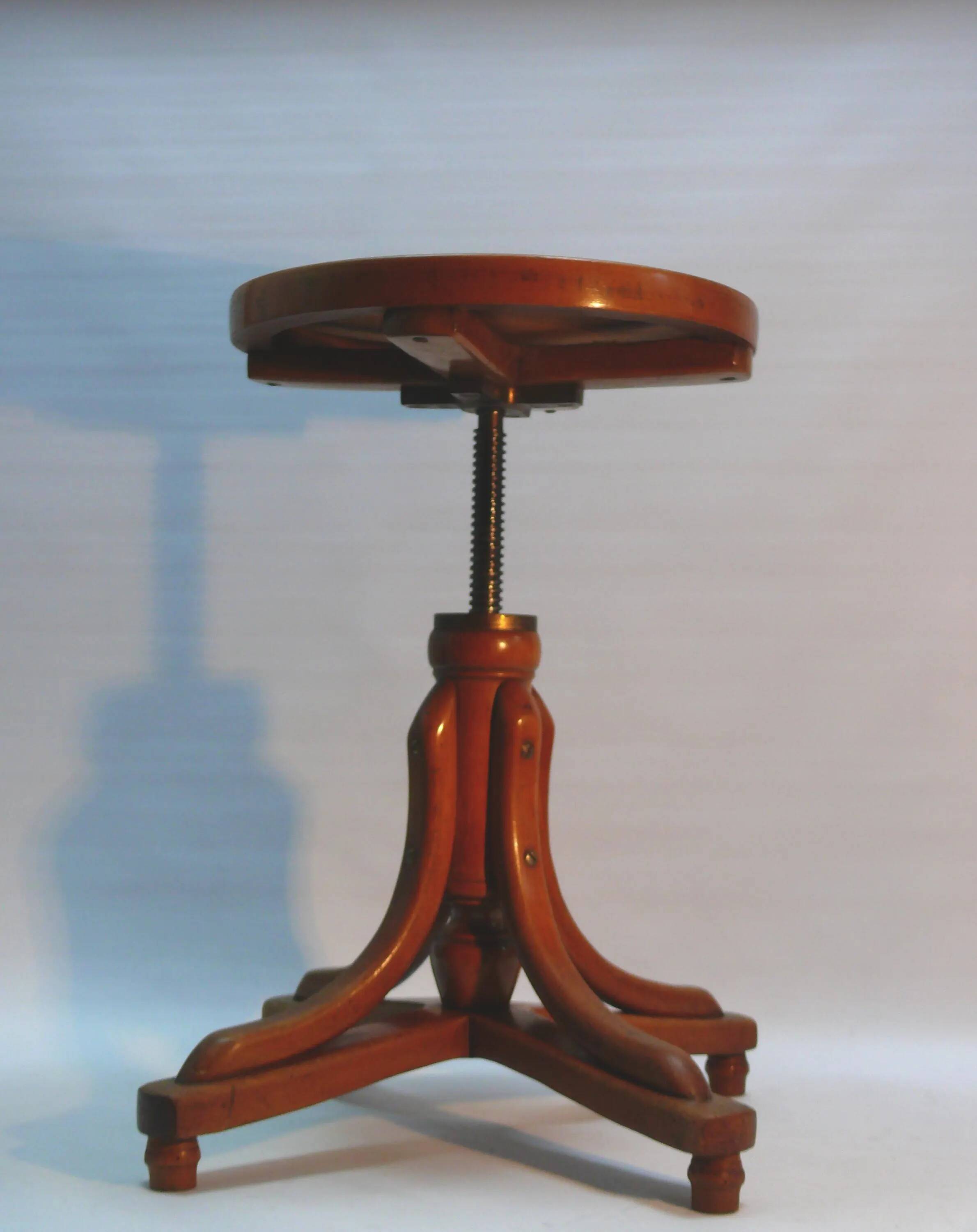 Tabouret de piano / tabouret pivotant, J. & J. Kohn company, tabouret ancien en bois courbé, vers 1900