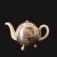 Théière Art Déco / Bauhaus en Métal Argenté Martelé et Faïence par WMF
