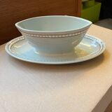 Longwy blue polka dot sauce boat