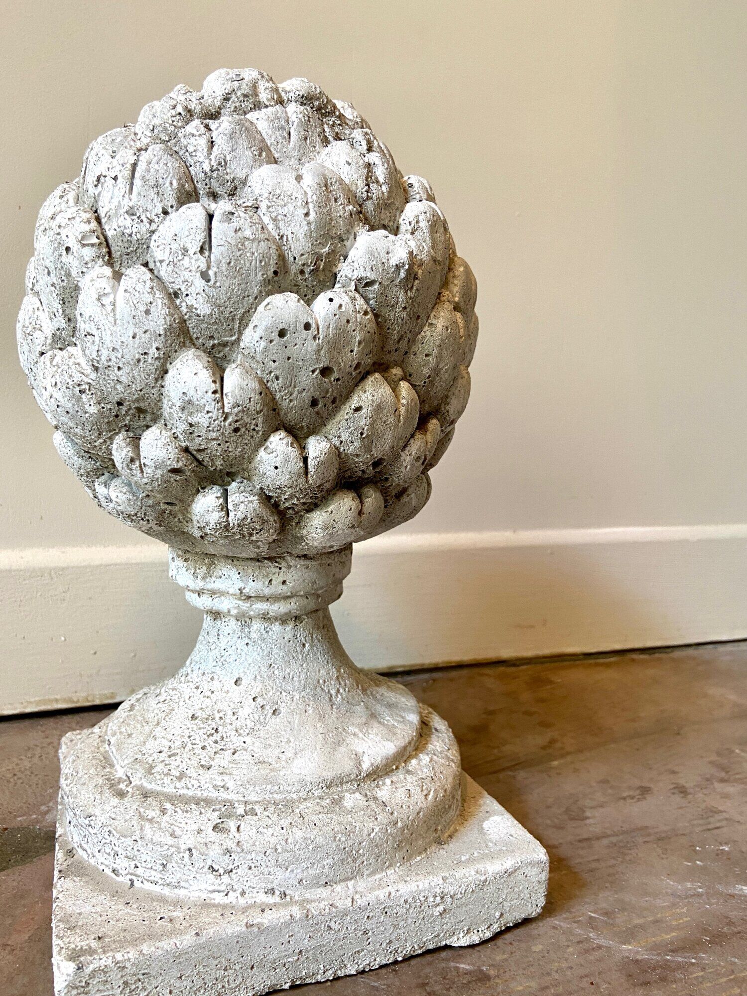Ornamental artichoke in bleached concrete