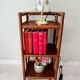 Petite table d'appoint ancienne en bambou et bois