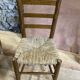 Pair of rustic-style vintage straw wood brutalist chairs