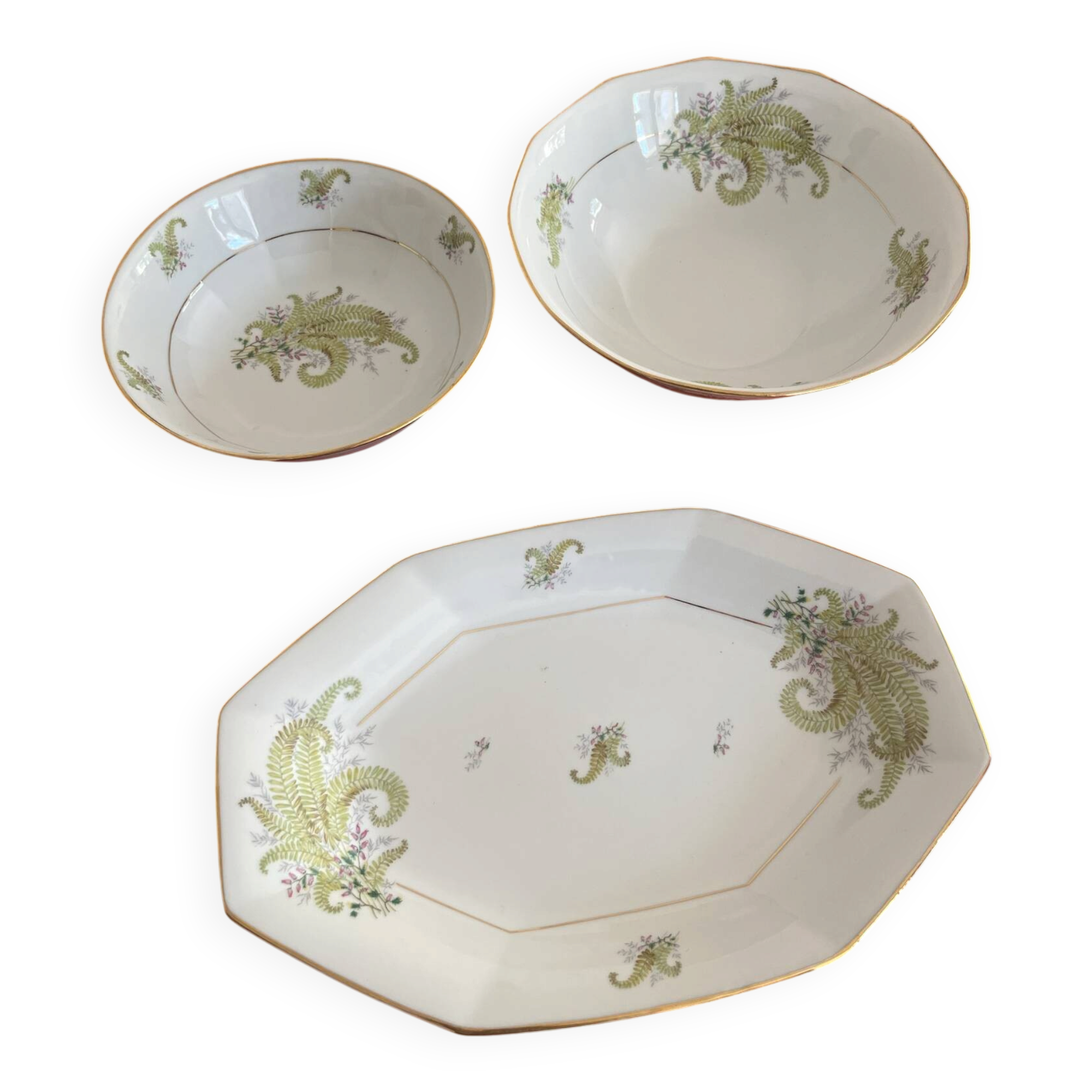 3 Limoges porcelain plates with a squirrel design.